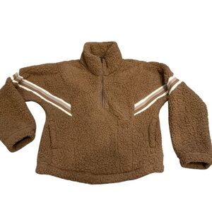 Abercrombie & fitch soft AF Sherpa Teddy quater zip pullover in camel Sz M
